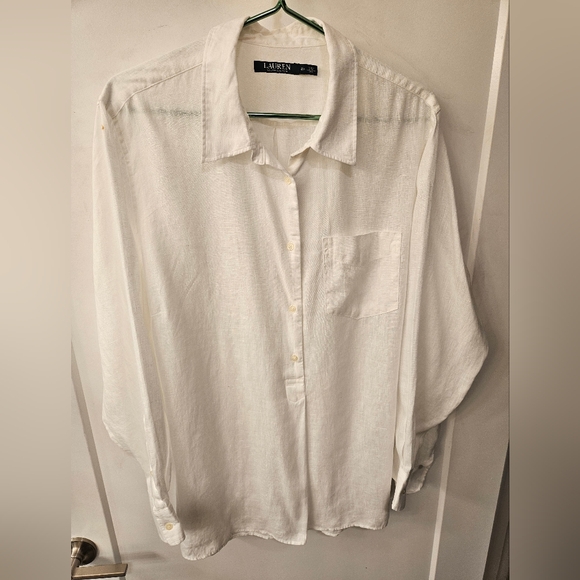 NWOT - Linen - Lauren Ralph Lauren Button Down Tunic Shirt - Size 2X - Picture 1 of 14